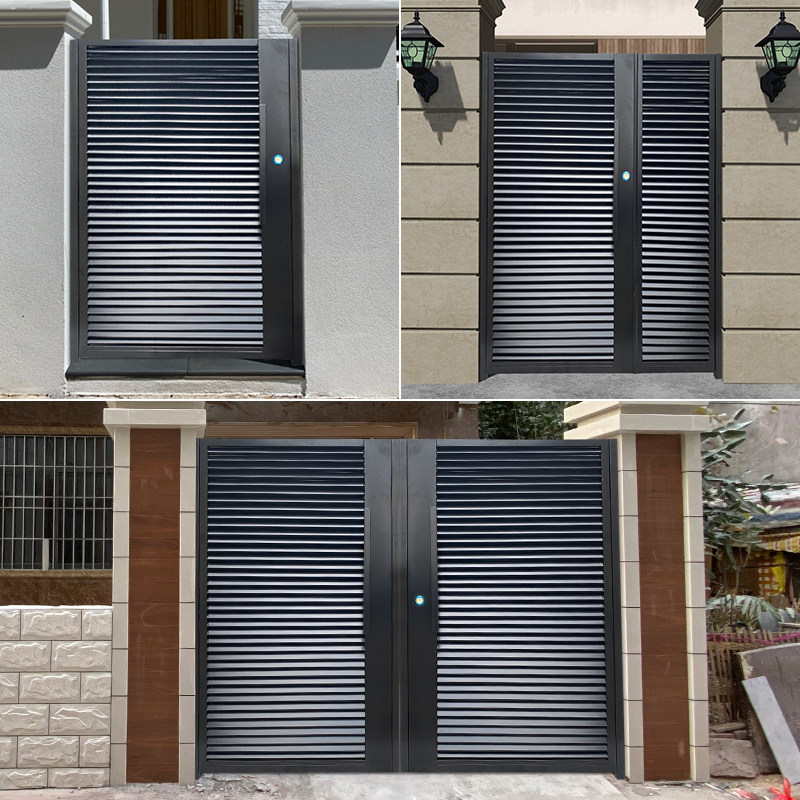Iron courtyard villa door oblique shutter door community outdoor iron door rural yard gate double door custom