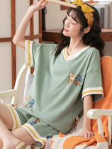 Official Roles flagship store pajamas ladies summer 2021 new cotton short sleeve small man high fee