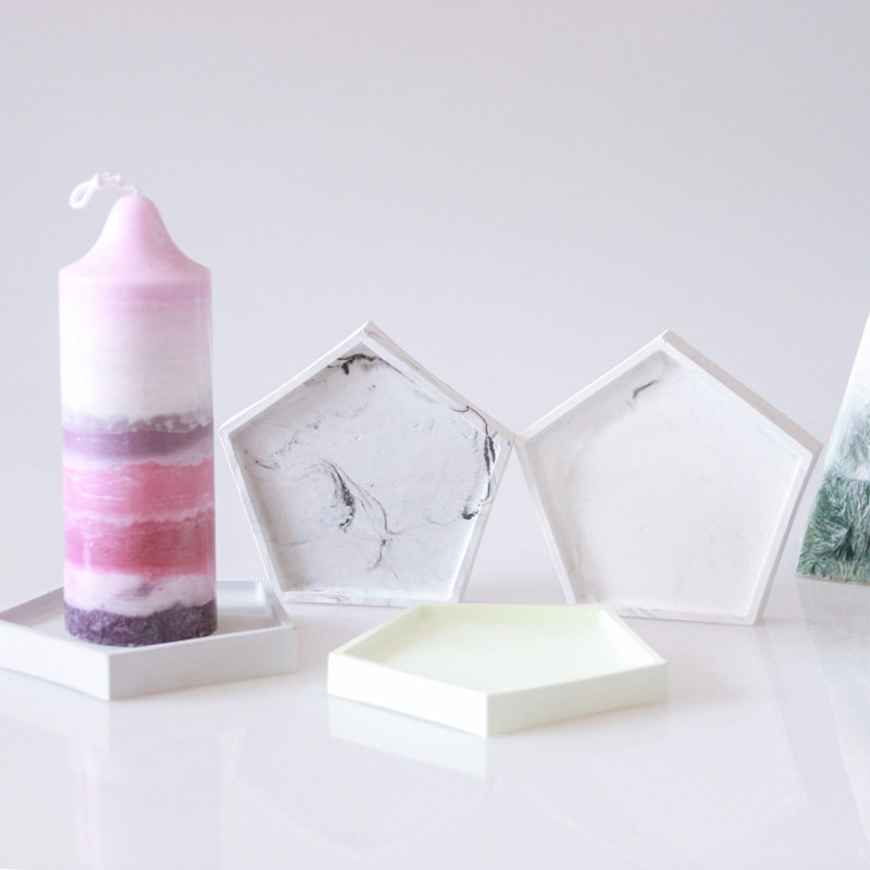 Mei Muer diy aromatherapy plaster pentagonal ornament bottom plate silicone mold aromatherapy candle base flat mold