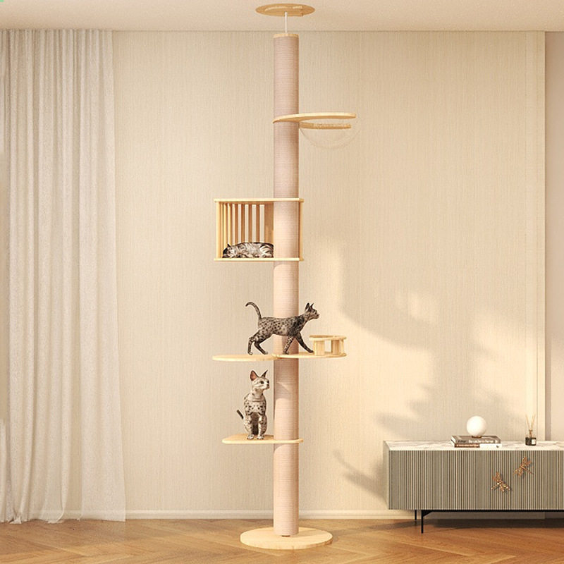 [USD 25.44] Full wood cat climbing frame skyward through the pillar of