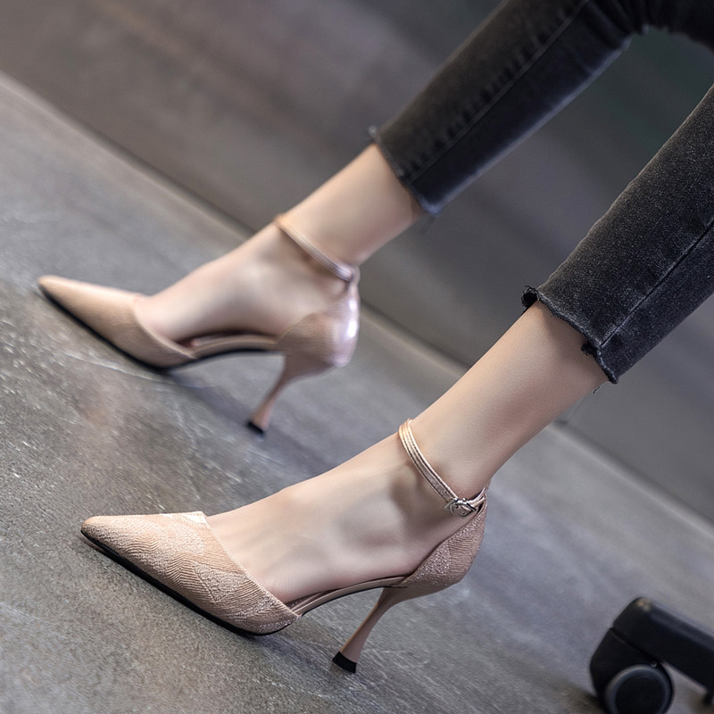 Teenage Girl Faffodie Fairy Wind High Heels 2021 New Women Shoes Ins Nets Red Pointy Temperament With Little Heel Shoes