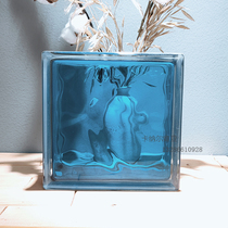 Imported color light blue cloud translucent translucent square hollow glass brick toilet bedroom partition wall