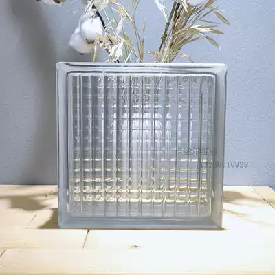 Imported 145X145X80 parallel pattern translucent opaque square hollow glass brick entrance bedroom partition wall
