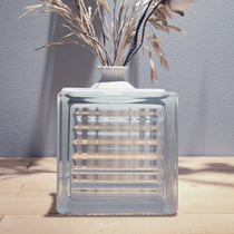 Import 115X115X80 Eurosign parallel veins light transmission opaque square hollow glass brick bedroom partition wall