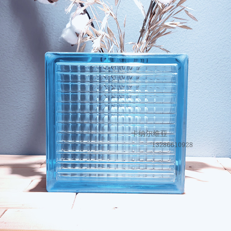 Import Original Color Blue Parallel Tattoo Opaque Square Hollow Glass Brick Make-up Room Bedroom Partition Wall