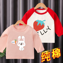 Baby clothes girl cotton long sleeve T-shirt Spring and Autumn Children Baby childrens shirt base shirt thin 2021