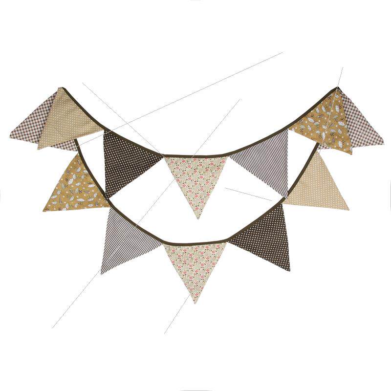 Source Coffee Color Hanging Banner Wedding Triangle Banner Children's House Birthday Print Party Cotton Cloth Outdoor Camping Tent Banner-Taobao