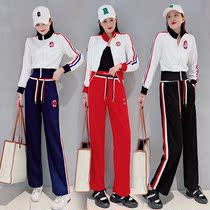 Spring and autumn new European goods suit women 2022 high-end fashion age-reducing sweater casual sports wide-leg pants two-piece set