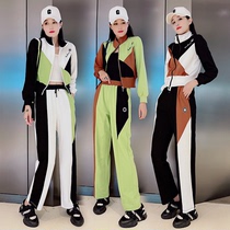 European goods spring and autumn sports and leisure fashion suit women 2022 foreign style color matching slimming age-reducing sweater fried street two-piece set