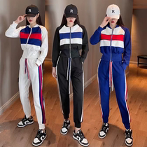 Eurcargo Fashion Sports Suit Women Spring Autumn 2022 New Ocean Qi Minus Age Collision of Lean Leisure Two Sets of Leisure