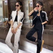 European sports and leisure fashion suit womens spring and autumn 2023 high-end sense of age reduction explosive style loose two-piece suit