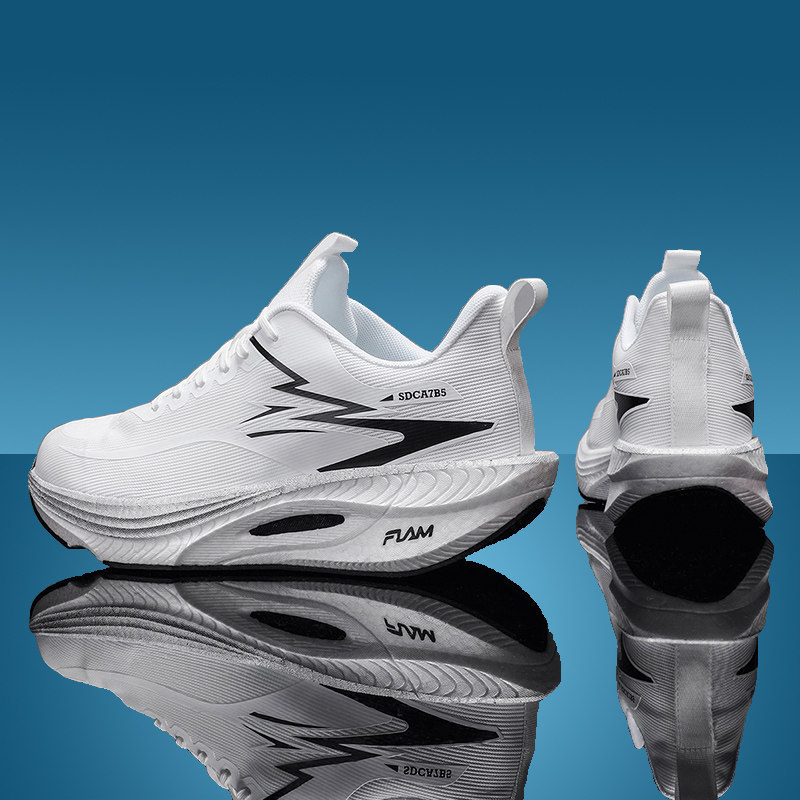 2026 New Carbon Plate Running Shoes Boys' Sports Shoes Middle School Students All-White Kidsren's Sneakers Boys' Soft-Soled Running Shoes