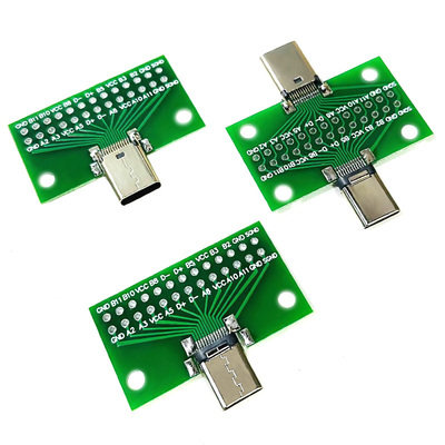TYPE-C公母头测试板双面正反插排针24P公转母座USB3.1数据线转接