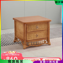Shaoquan rattan large bed rattan art bed solid wood rattan single and double bed bedroom rattan furniture rattan bedside table single bed
