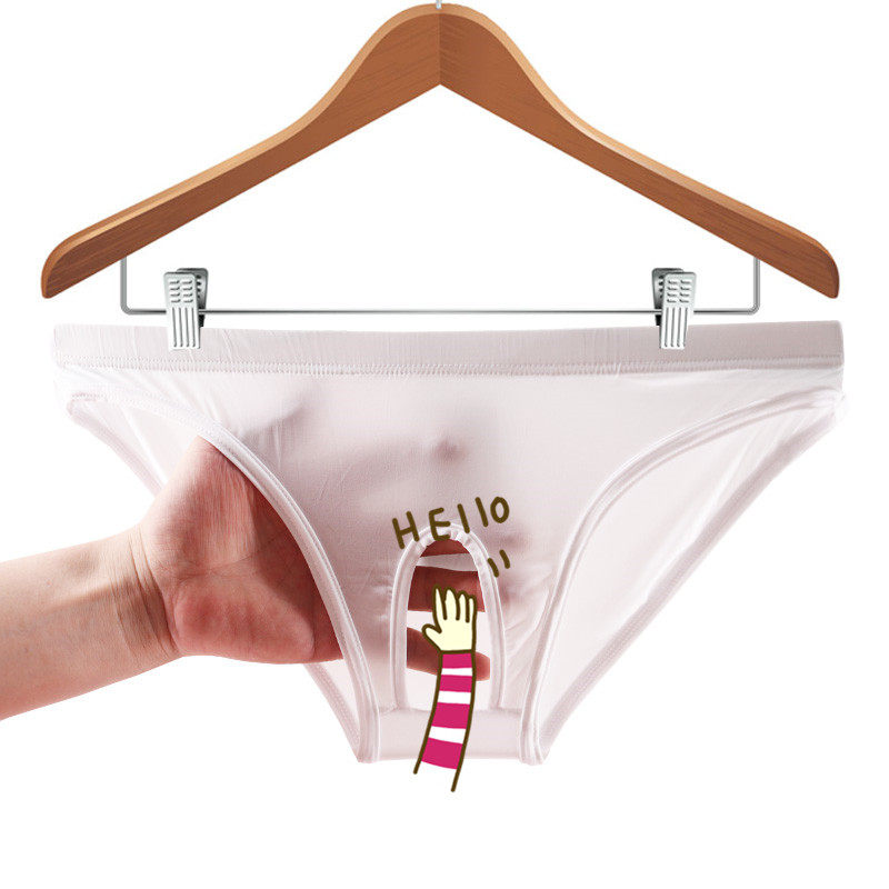 Men's panties sex physiological penis opening transparent couple pull pants sexy provocative pajamas trend personality
