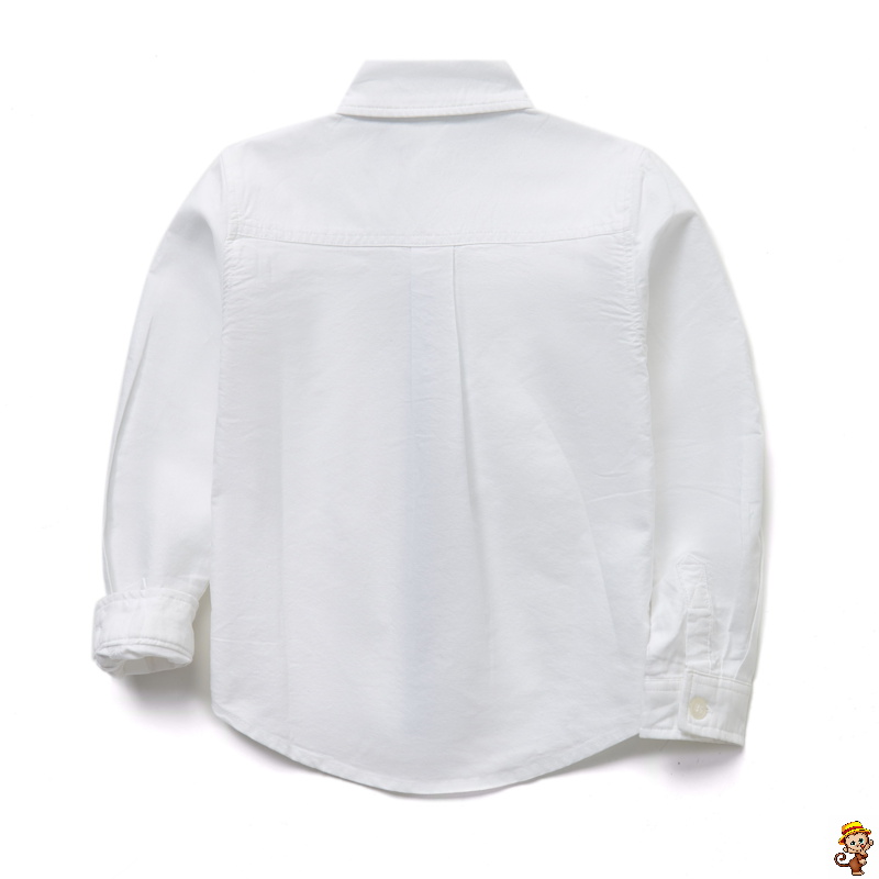 Chàng trai cotton dài tay áo sơ mi trắng Oxford quay áo khoác quần áo trẻ em bông vừa của sọc áo kẻ sọc trẻ em.