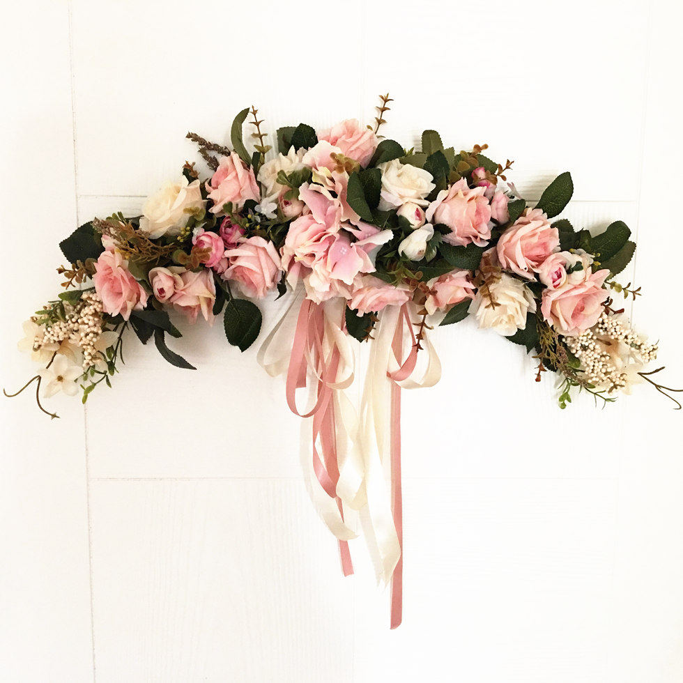 Simulation garland Door decoration Wall decoration Hanging decoration garland lintel mirror front flower Wedding floral home decoration Simulation rose