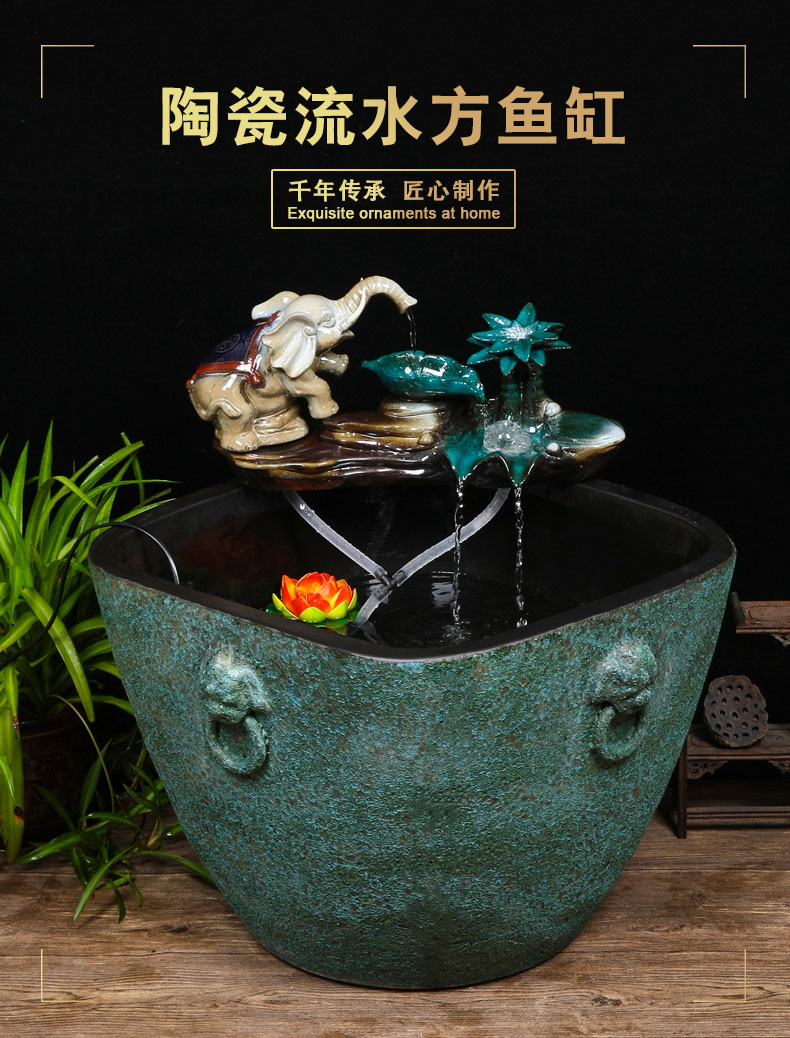 Jingdezhen thick some ceramic porcelain basin of aquarium water lily lotus large cylinder cylinder tank tortoise goldfish bowl lotus basin water furnishing articles