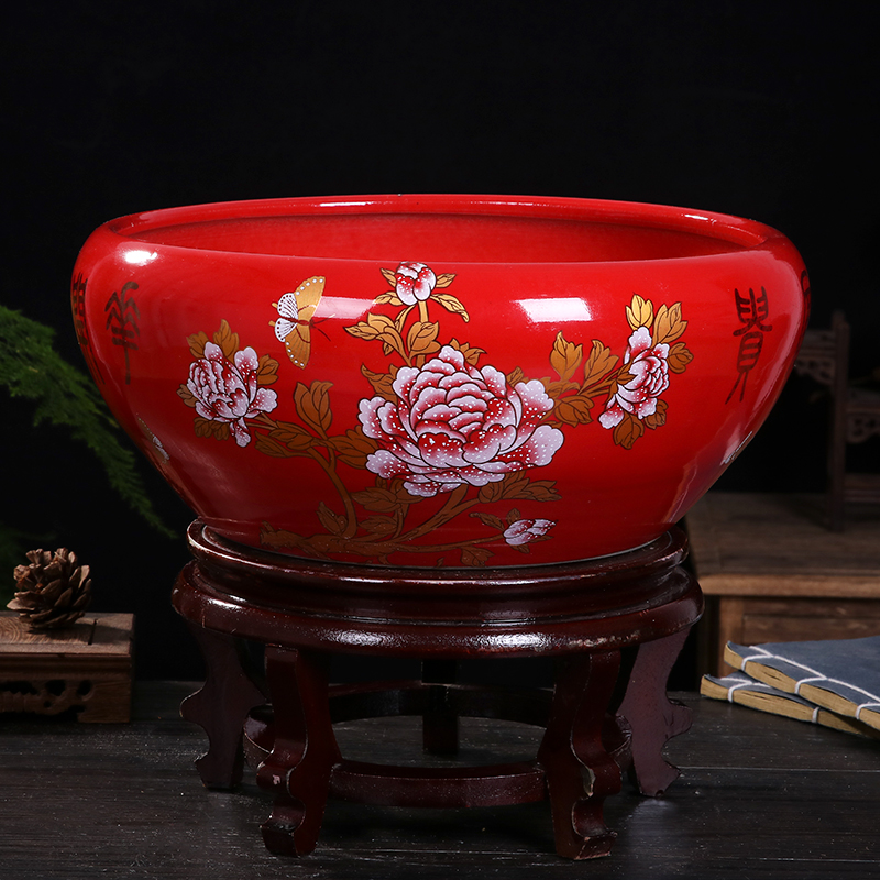 Jingdezhen ceramics sitting room porch aquarium hydroponic flower pot opening gifts decorative furnishing articles new household basin