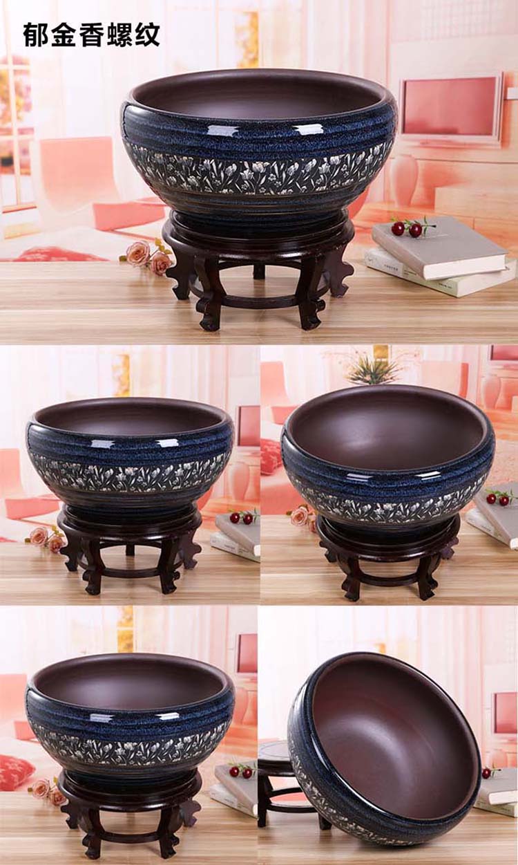 Jingdezhen ceramic aquarium large basin of blue and white sleep keep goldfish bowl lotus lotus tortoise GangPen furnishing articles in the living room