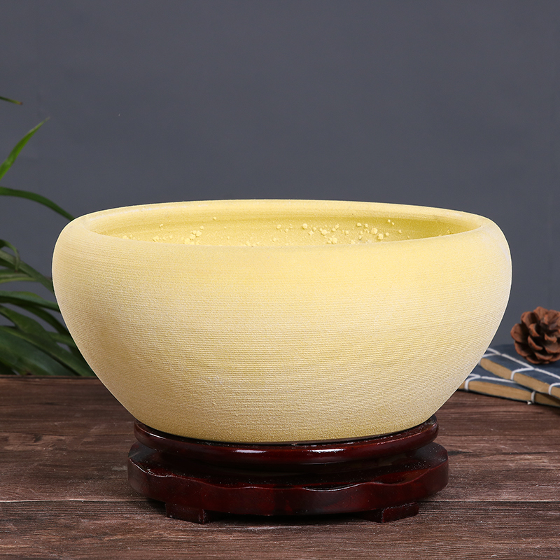 Jingdezhen ceramic aquarium tortoise cylinder large desktop goldfish bowl lotus feng shui sleep flowerpot refers to basin cylinder porcelain basin