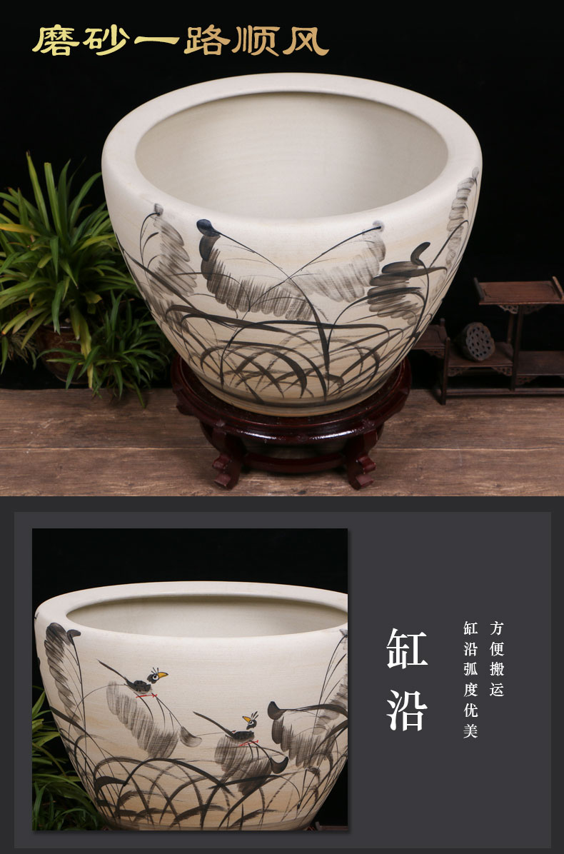 Jingdezhen ceramics sitting room aquarium office furnishing articles tank yard VAT koi fish basin tortoise cylinder