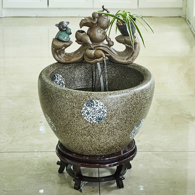 Jingdezhen ceramic goldfish bowl sitting room balcony office furnishing articles water tank to filter the yard cylinder fish bowl