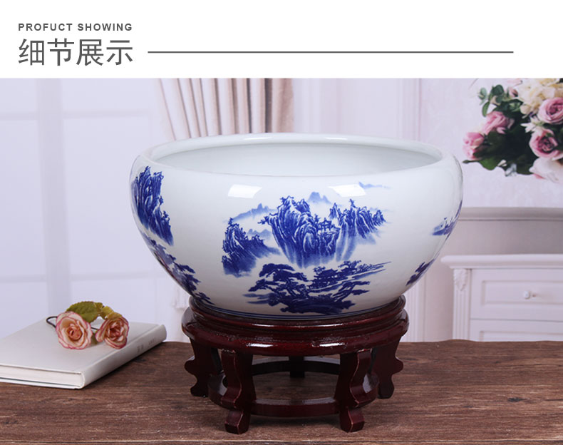 Ceramic aquarium landscape small turtle sitting room circular cylinder basin cylinder goldfish bowl lotus lotus lotus flower pot cylinder