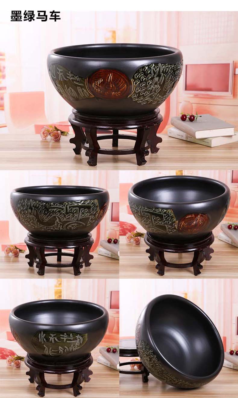 Jingdezhen ceramic aquarium package mail hand - made desktop furnishing articles large turtle pond lily goldfish bowl lotus feng shui basin