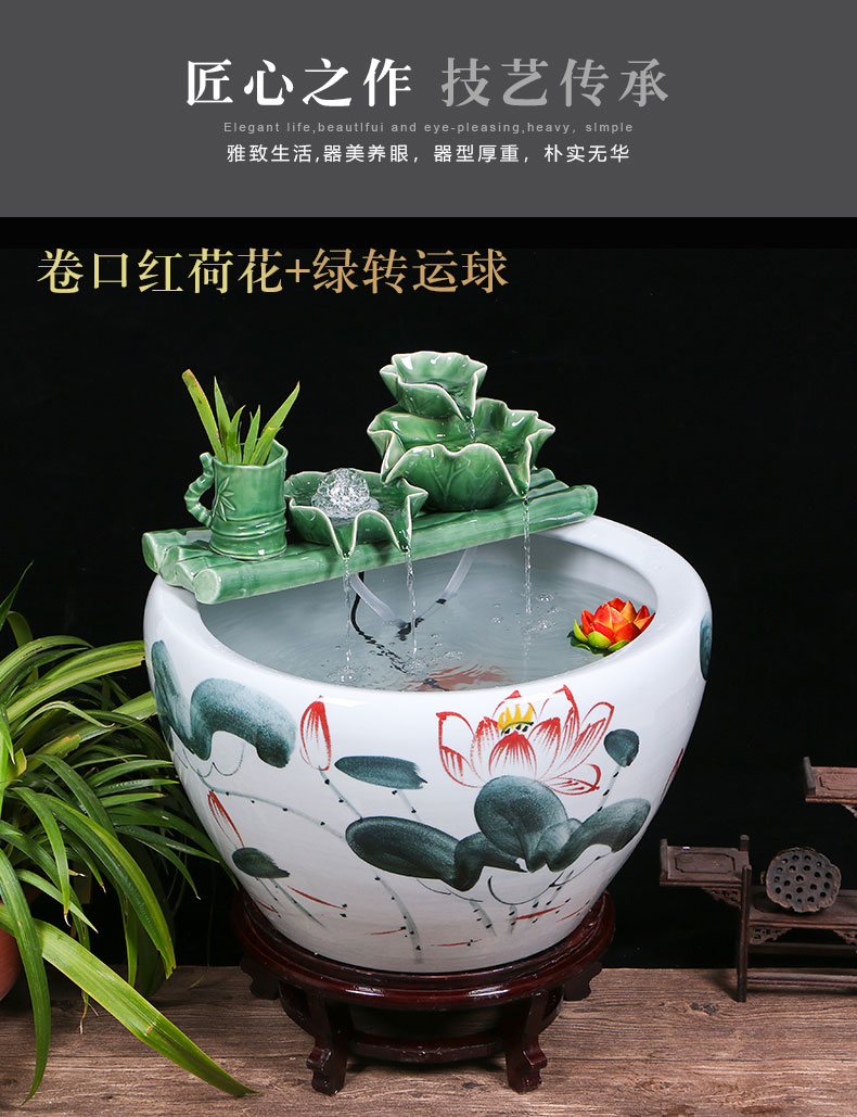 Jingdezhen ceramic aquariums household water fountain jin large fish bowl furnishing articles sitting room humidifying landscape