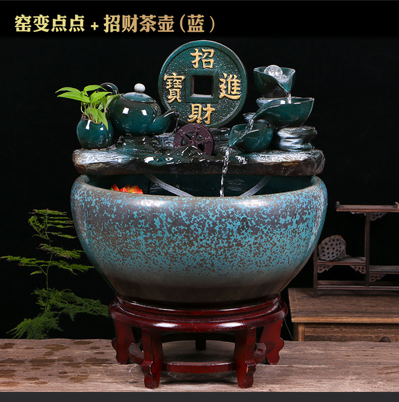 Ceramic aquarium sitting room ground loop water fish tank large office furnishing articles balcony garden lotus basin