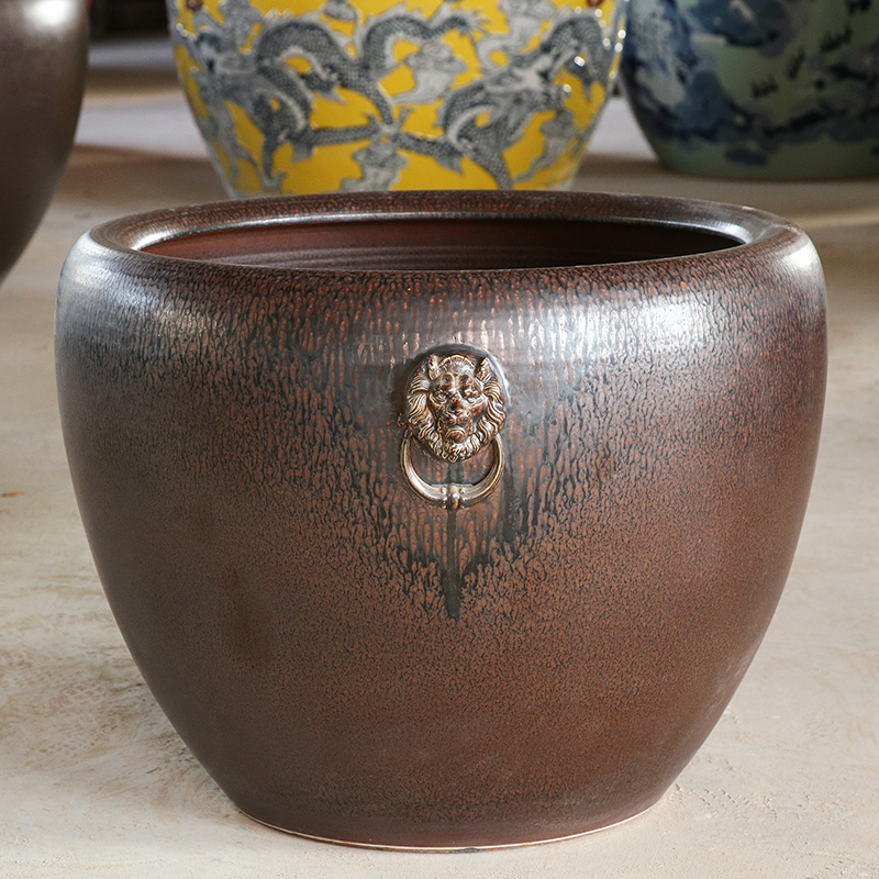 Jingdezhen ceramic VAT restoring ancient ways the tortoise water lily cylinder king sitting room is suing the big aquarium tank a goldfish bowl