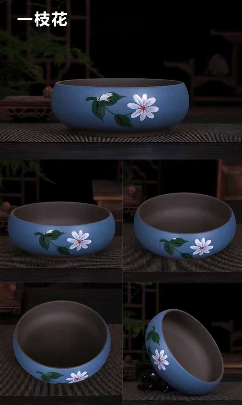 Jingdezhen chinaware lotus goldfish GangPen tortoise cylinder water lily lotus shallow bowl writing brush washer from large - sized refers to flower pot