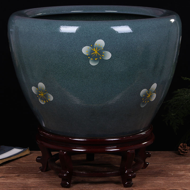 Jingdezhen ceramic aquarium fish bowl lotus extra large bowl lotus lotus flower pot balcony garden feng shui water tanks