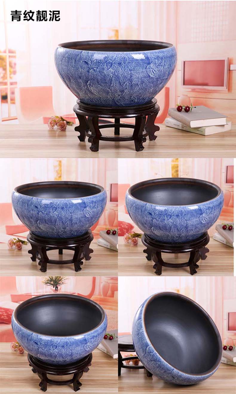 Jingdezhen ceramic aquarium package mail hand - made desktop furnishing articles large turtle pond lily goldfish bowl lotus feng shui basin