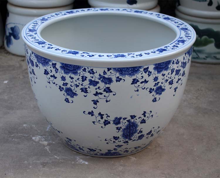 Blue and white ceramic packages mailed to heavy tank 1 meter tank porcelain jar water lily basin big bowl lotus lotus cylinder cylinder cylinder tortoise