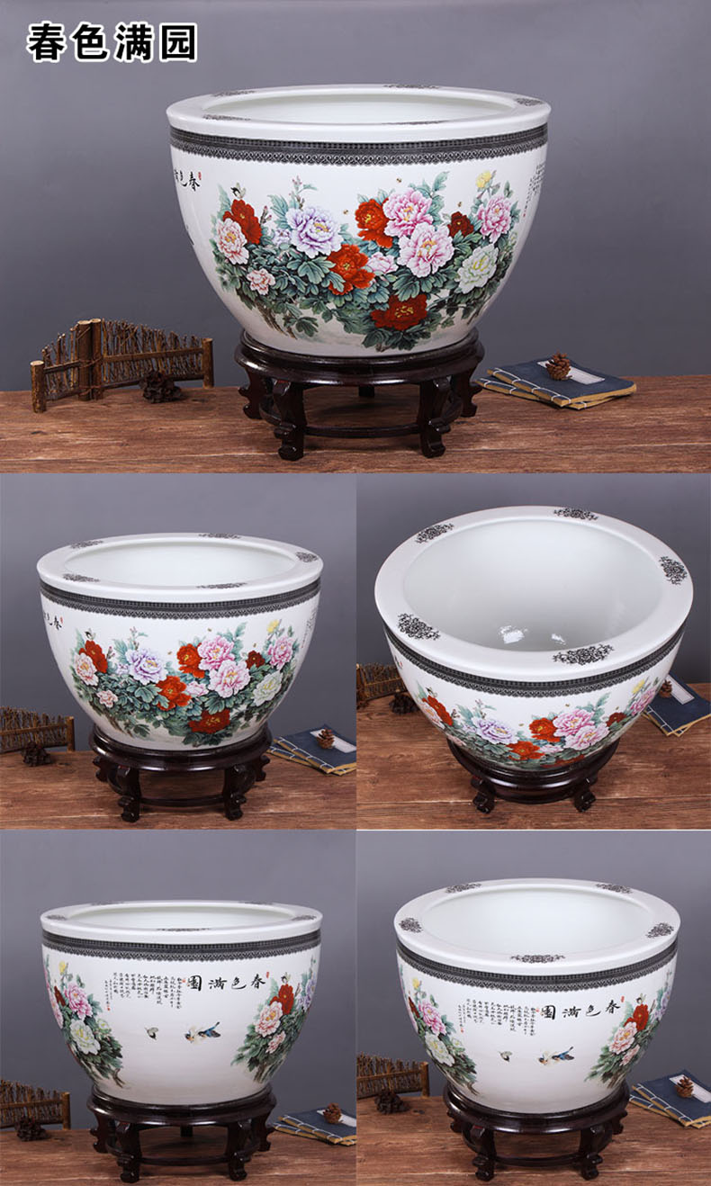 Jingdezhen ceramic aquarium pet gold fish tank water lily basin bowl lotus lotus cylinder cylinder tortoise GangPen sitting room place the flood water