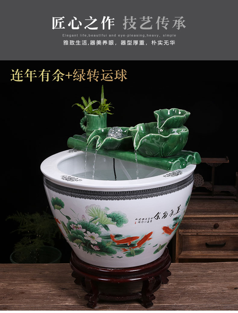 Jingdezhen ceramic aquariums household water fountain jin large fish bowl furnishing articles sitting room humidifying landscape