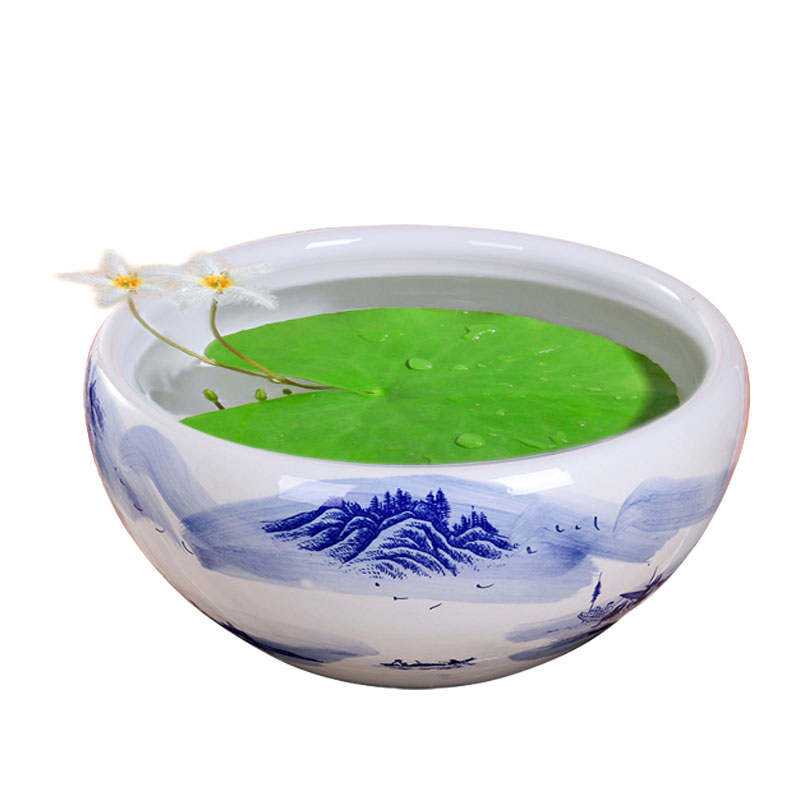Ceramic aquarium landscape small turtle sitting room circular cylinder basin cylinder goldfish bowl lotus lotus lotus flower pot cylinder