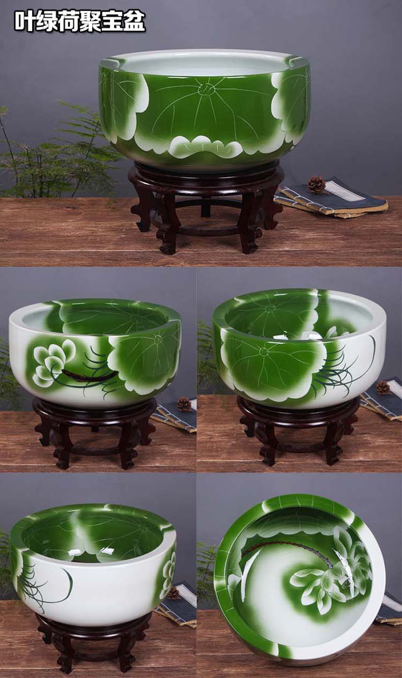 Jingdezhen ceramic aquarium raising goldfish bowl lotus lotus basin tortoise cylinder tank sitting room place lotus