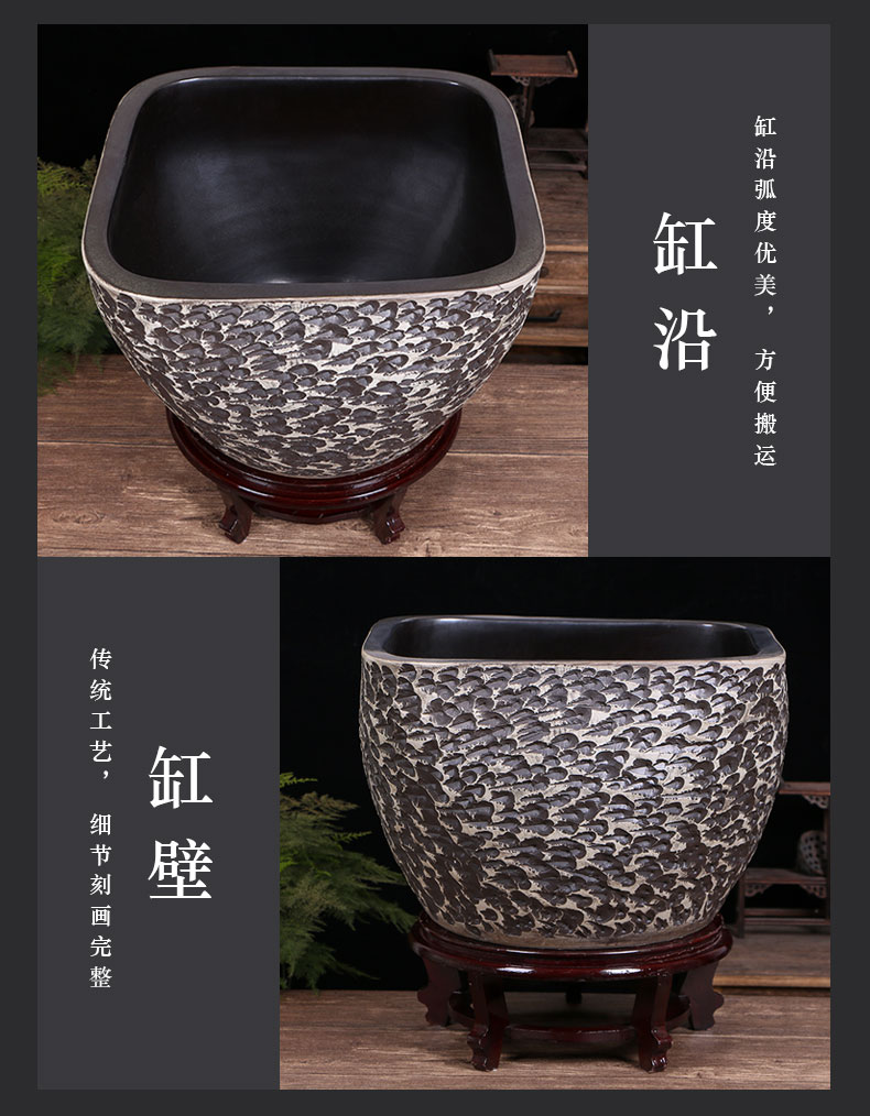 Jingdezhen ceramic goldfish bowl sitting room floor balcony office home furnishing articles circulating water courtyard big fish tank