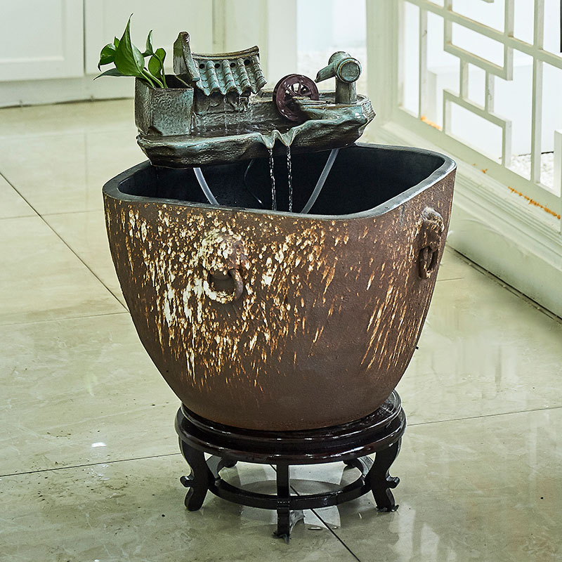 Jingdezhen ceramic goldfish bowl sitting room balcony office furnishing articles water tank to filter the yard cylinder fish bowl