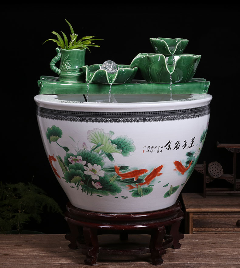 Jingdezhen ceramic aquariums household water fountain jin large fish bowl furnishing articles sitting room humidifying landscape