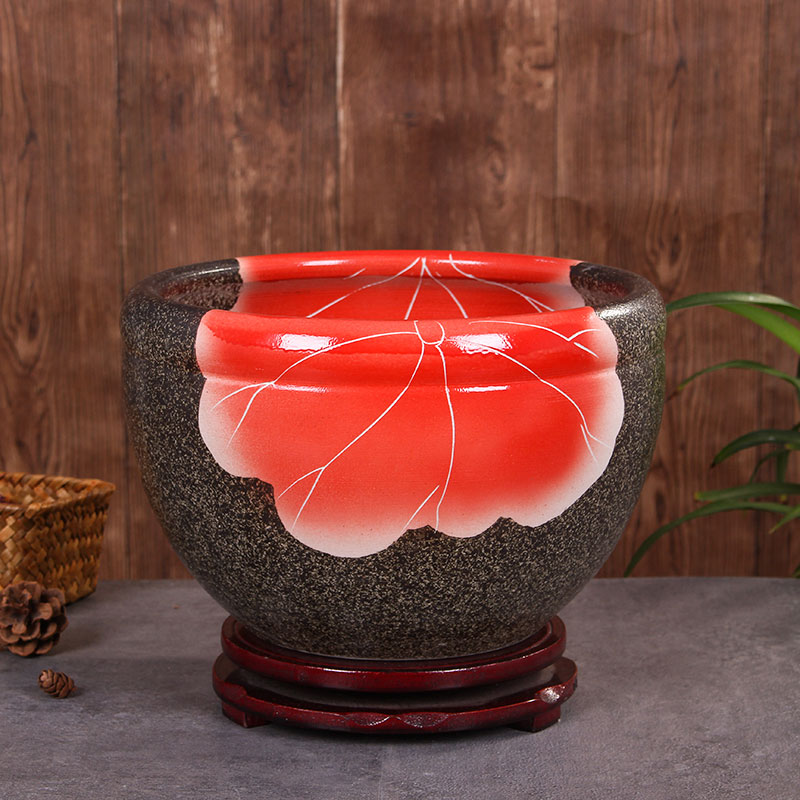 Jingdezhen ceramic aquarium large fish basin bowl lotus lotus lotus tortoise cylinder sitting room feng shui goldfish bowl