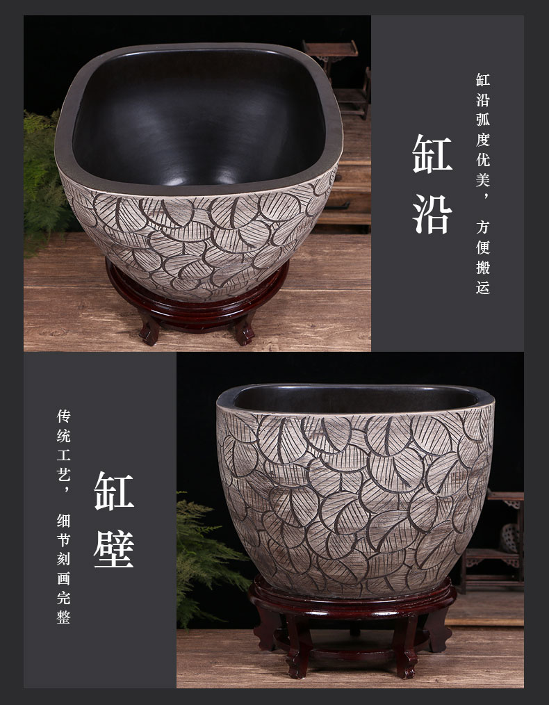 Jingdezhen ceramic goldfish bowl sitting room floor balcony office home furnishing articles circulating water courtyard big fish tank