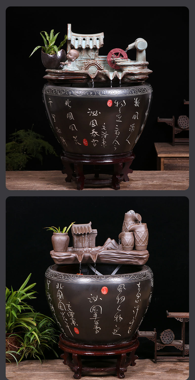 Jingdezhen ceramic water fountain lucky feng shui wheel place to live in the living room and humidifying aquarium the opened a housewarming gift