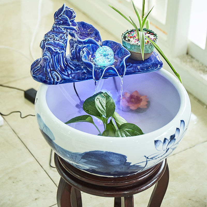 Creative new Chinese be born lucky furnishing articles and retro nostalgia ceramic water fountain in the sitting room porch office decoration