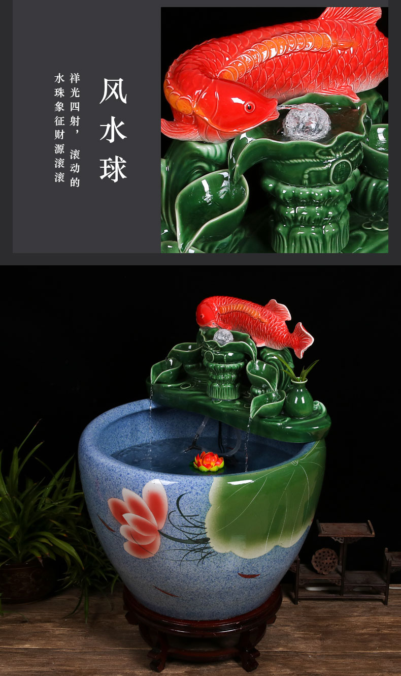 Ceramic tank sitting room ground loop water tank large furnishing articles balcony garden lotus fish bowl