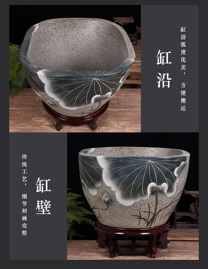 Jingdezhen ceramic goldfish bowl sitting room floor balcony office home furnishing articles circulating water courtyard big fish tank