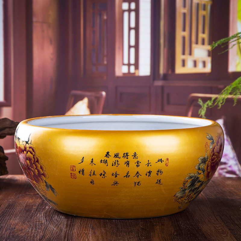 Jingdezhen ceramic goldfish bowl lotus lotus cylinder villa garden home sitting room lucky wind water tanks and furnishing articles